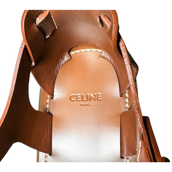 Celine Triomphe Cléa Brown Calfskin Chunky Fisherman Sandals Size 42 NIB - Picture 7 of 11
